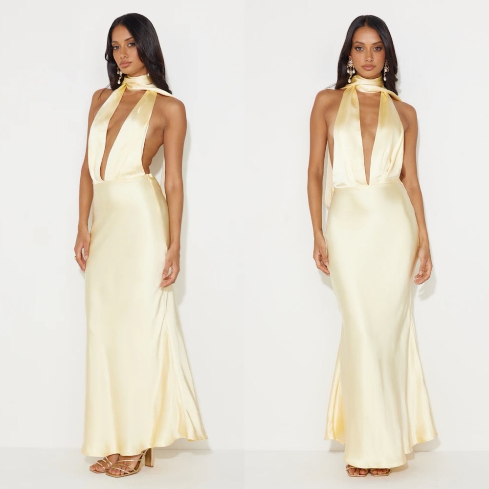 *RESTOCKED* The Andy Yellow Satin Maxi Dress - Picture 6 of 11